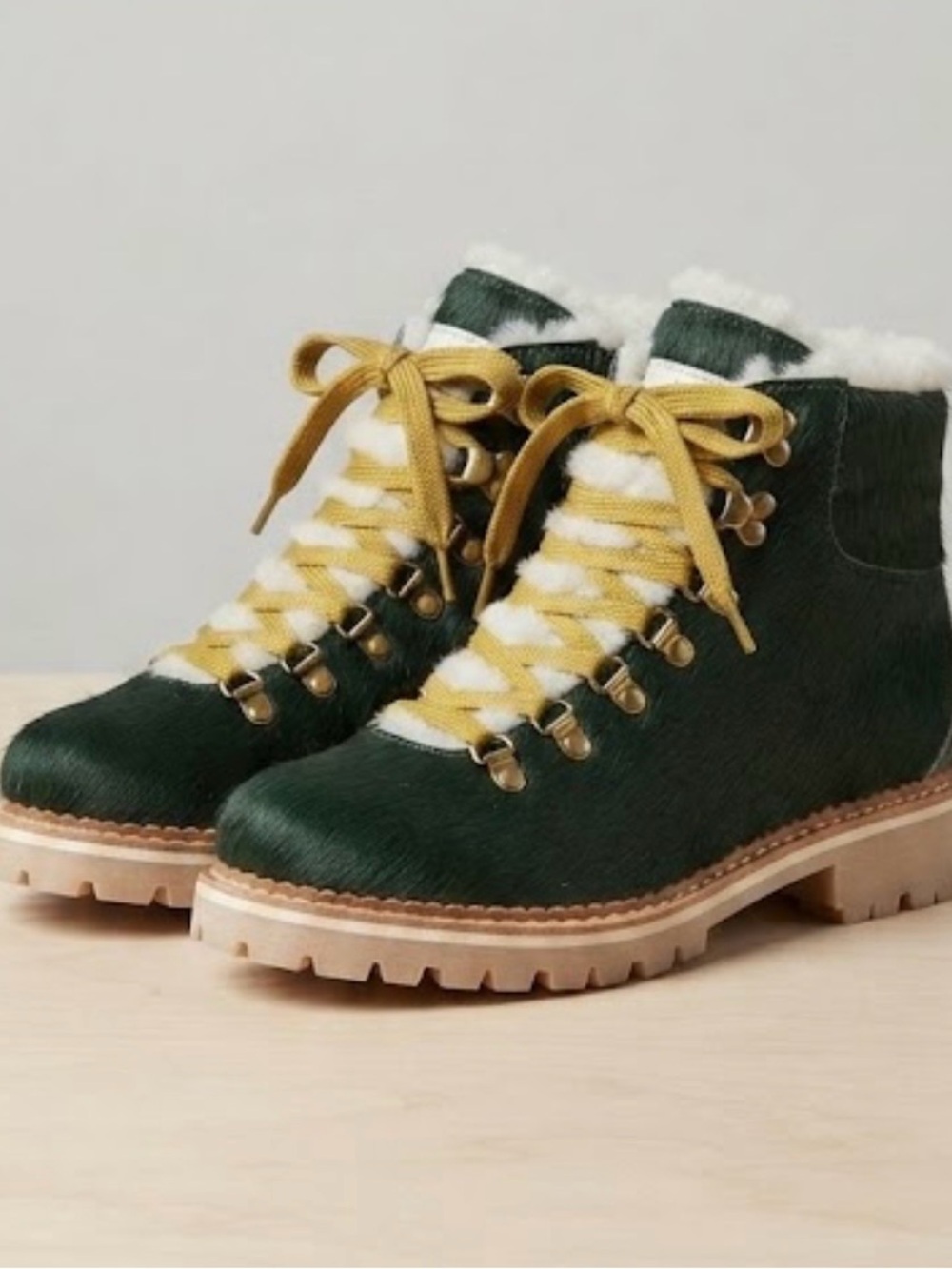 Montelliana 1965 Green Calf Hair Fur Hiking Boots Vibram Sole EU 38 / US 8 – New